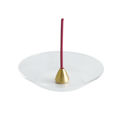 Mosiężna podstawka Stożek i szklana miseczka na kadzidło