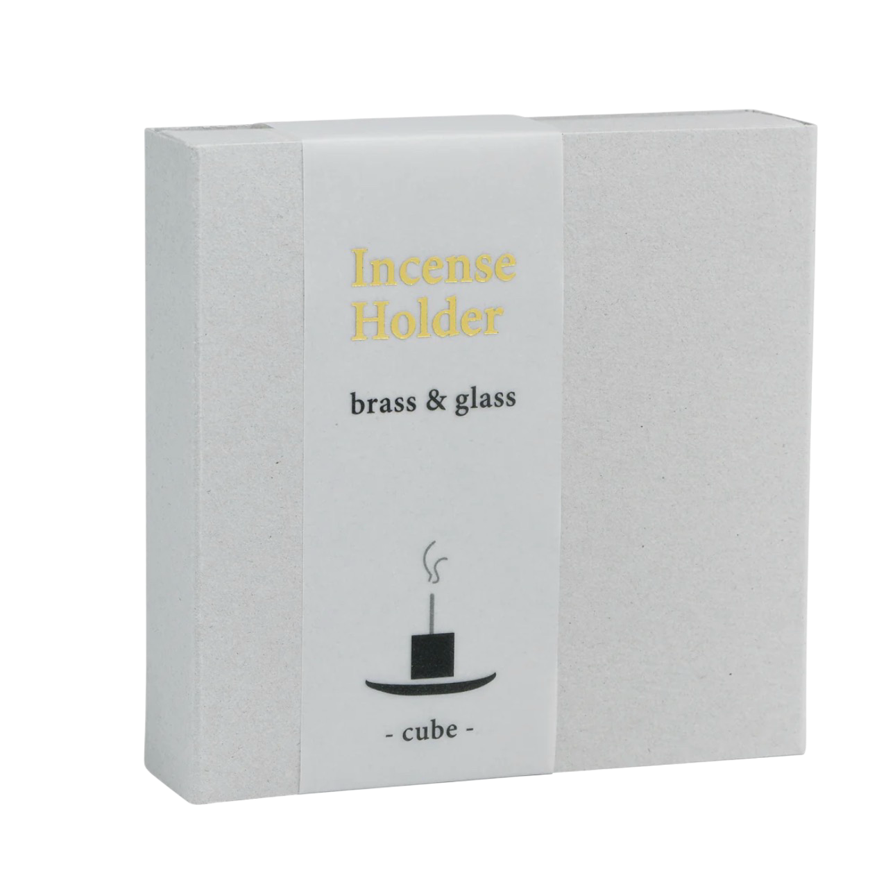 Mosiężna podstawka Kostka i szklana miseczka na kadzidło