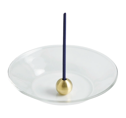 Mosiężna podstawka Kula i szklana miseczka na kadzidło