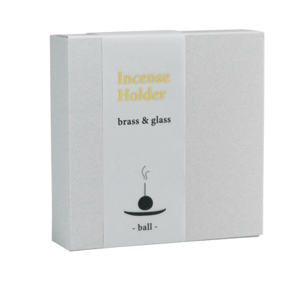 Mosiężna podstawka Kula i szklana miseczka na kadzidło