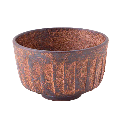 Matcha-wan Akachayū Sogimon﻿ – czarka do matchy w czerwono-brązowej glazurze z wzorem Sogimon﻿