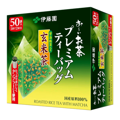 Herbata Itoen Oi Ocha Premium Matcha Green Tea with Roasted Rice﻿ – zielona matcha z prażonym ryżem, 50 torebek.
